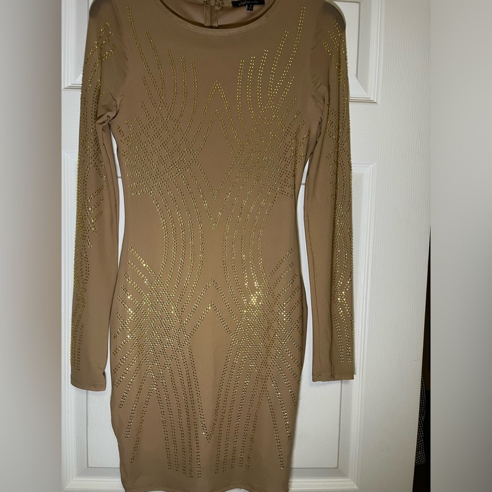 Sparkly rhinestone long sleeve dress
